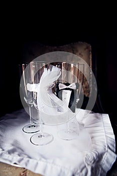 Four ceremonious wedding glasses