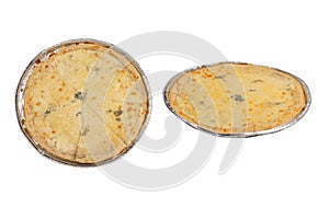 Four cheese pizza isolated on white background