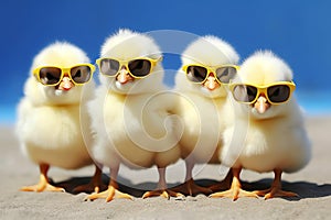 four chicks, AI generated