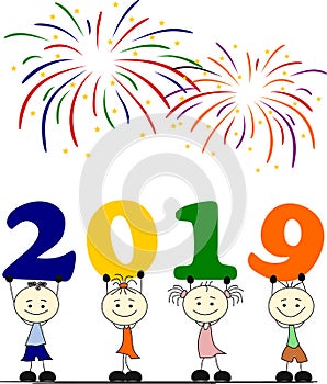 Four children celebrate the new year