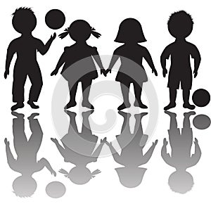 Four children silhouettes