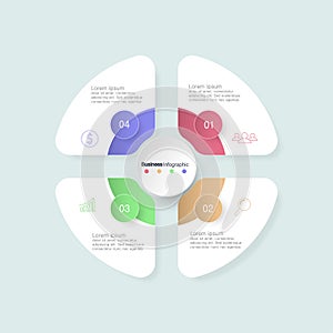 four circular elements. 4 concept of business development features. Infographic design template. Vector illustration.