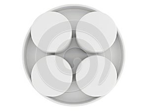 Four circular objects isolated on white background
