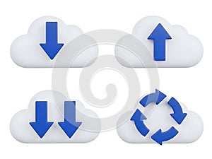 Cloud icons representing data transfer and sync