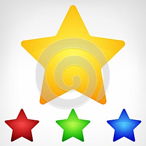 Four color rounded star element set isolated