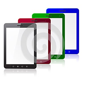 Four color tablet PC computer with blank screen