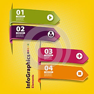 Four colored paper stripes for infographics