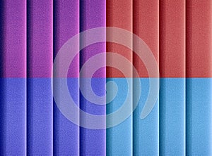Four colored vertical blinds