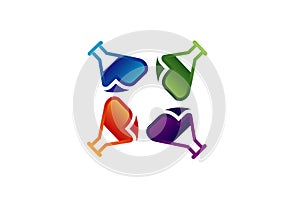 Four Colorful Beakers Chemistry Lab Design Illustration