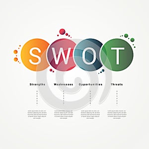 Four colorful Circle elements. Concept of SWOT-analysis template