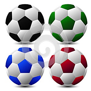 The four colorful footballs