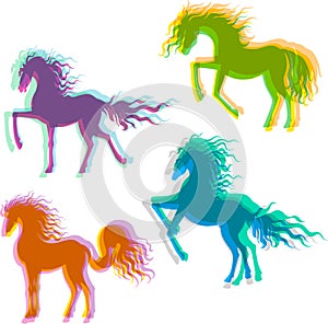 Four Colorful Horses