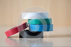 Four colorful insulating tapes to insulate the twist of electrical wires