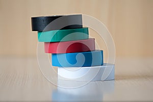 Four colorful insulating tapes to insulate the twist of electrical wires