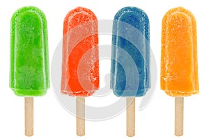 Four colorful popsicles.