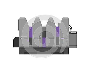 Four colors offset printing machine a vector isolated illustration