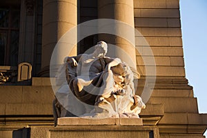 The Four Continents by Daniel Chester, with shade of light, Alexander Hamilton U.S. Custom House, Bowling Green, New York