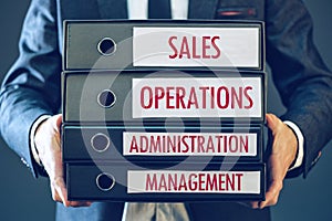 Four core business functions - sales, operations, administration photo