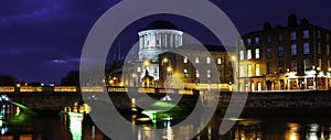 Four Courts building in Dublin, Ireland at night