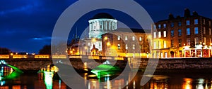 Four Courts building in Dublin, Ireland at night