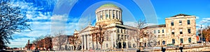 Four courts building in Dublin, Ireland with river Liffey