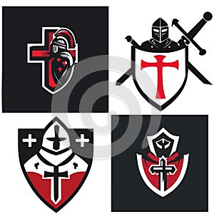 Four crusader logos vector graphics