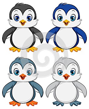 Four Cute Baby Penguins