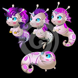 Four cute mutants unicorns, male and female