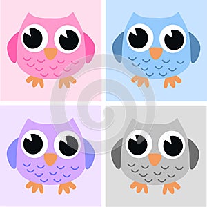 Four cute owls