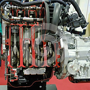 Four cylinder modern gasoline internal combustion engine