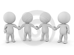 Four 3D Characters holding hands