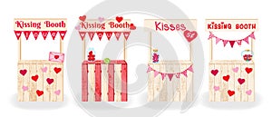 Four decorative decorated kissing booths.