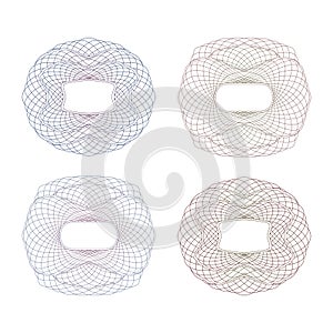 Four decorative guilloche frame