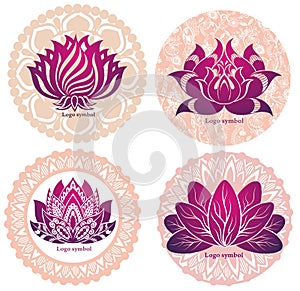 Four decorative lotuses symbol photo