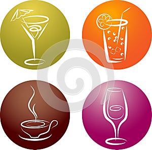 Four different beverage icon logos photo