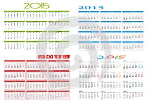 Four different calendars 2015