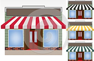 Four different color awnings