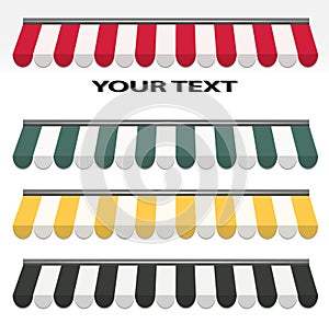 Four different color awnings