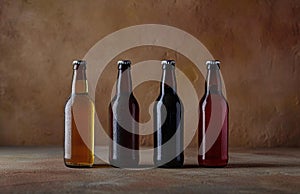 four different colored bottles bock