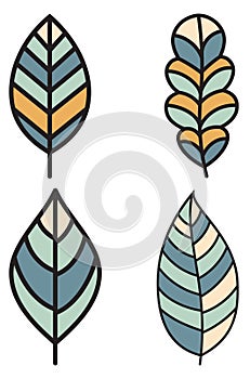 Four different colored leaves