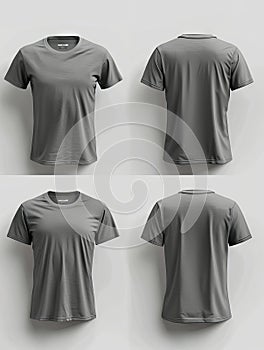 Four different gray t - shirt mockups