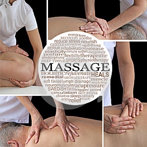 Female Sports Massage Therapist Collage Word Cloud photo