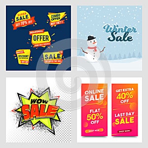 Four different style sale banner or template design with best of