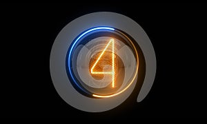 Four. Digit 4. Nixie tube indicator digit. Gas discharge indicators and lamps. 3D. 3D Rendering