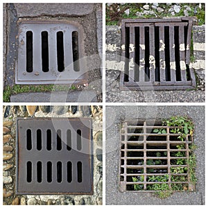 four drains collage