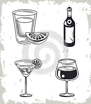 four drinks icons