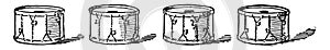 Four drums, vintage illustration