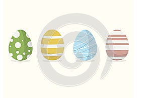 Four easter egg designs in different colors