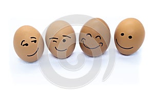 Four eggs with positive moods