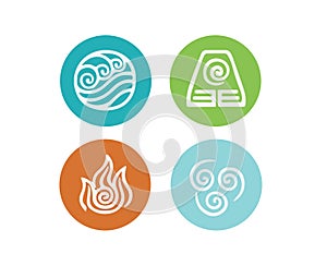 Four element icon set on white background